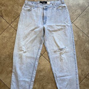 Vintage 90s Levis SilverTab Loose Fit Light Wash Distressed Denim Jeans 36x32